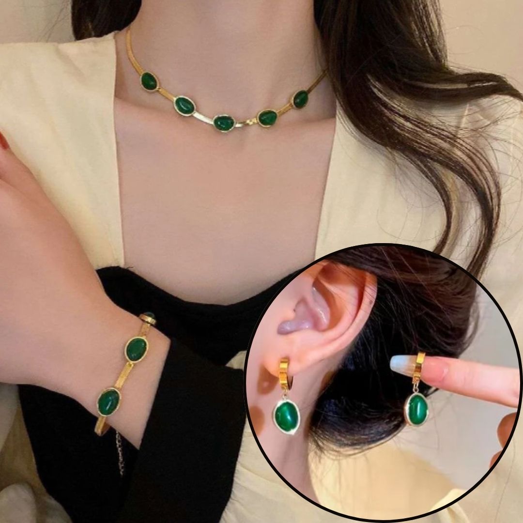 Set Vintage Jade Esmeralda®: Belleza que vibra contigo.