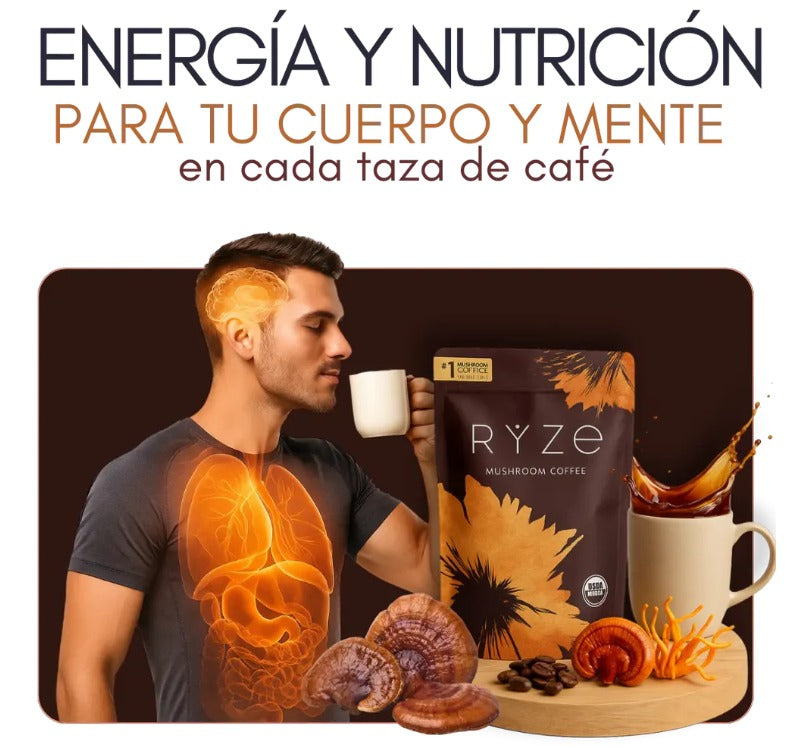 Ryze Mushroom Coffee ® :Energía natural y bienestar en cada taza.