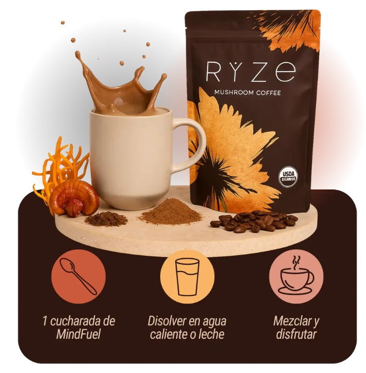 Ryze Mushroom Coffee ® :Energía natural y bienestar en cada taza.